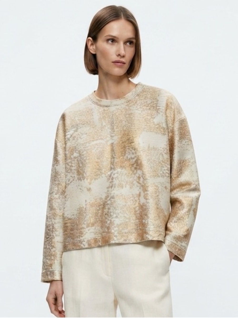 Zara Metallic Cropped Boxy Top